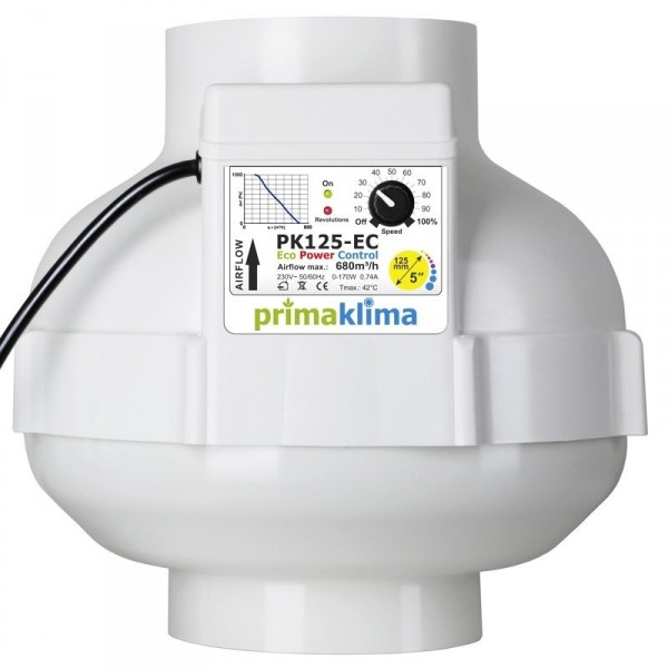 Rohrventilator Prima Klima 680m³ - PK125-EC mit Drehzahlregler